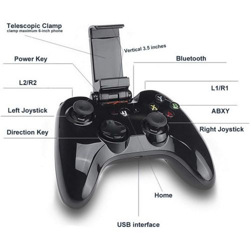  MFi Certified Wireless Game Controller, PXN 6603 Bluetooth Gamepad, YF2009 Gaming Controller Joypad with Adjustable Clamp Holder Compatible with IOS iPhoneiPadiPodApple TV (Blac