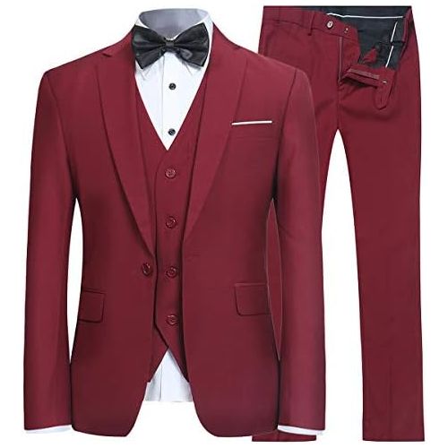  할로윈 용품YFFUSHI Mens Slim Fit 3 Piece Suit One Button Business Wedding Prom Suits Blazer Tux Vest & Trousers