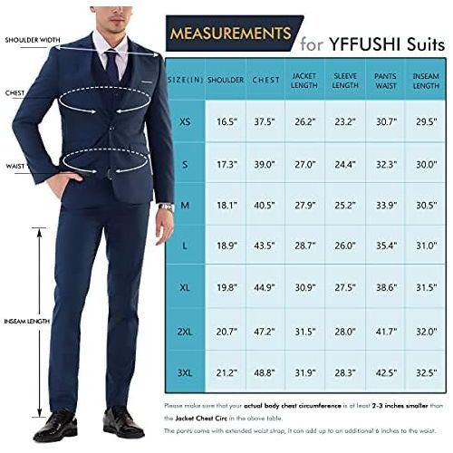  할로윈 용품YFFUSHI Mens Slim Fit 3 Piece Suit One Button Business Wedding Prom Suits Blazer Tux Vest & Trousers