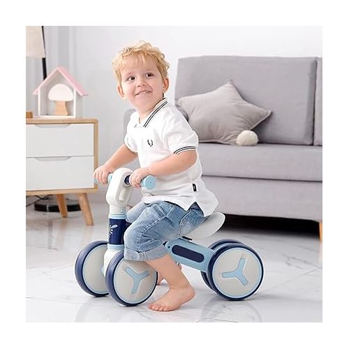  Baby Balance Bike for 1 Year Old Boys Girls, 12-36 Months Riding Toys Toddler Bike with Adjustable Seat, No Pedal Infant 4 Wheels Bicycle, Baby's First Bike First Birthday Gift Christmas