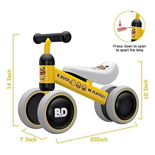  [아마존베스트]YGJT Baby Balance Bikes Bicycle Baby Walker Toys Rides for 1 Year Boys Girls 10 Months-24 Months Babys First Bike First Birthday Gift Yellow Duck