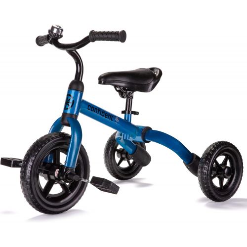  YGJT 3 in 1 Tricycle for Toddlers Age 2-4 Year Old, Folding Kids Bikes with Adjustable Seat and Removable Pedal, Ride-on Toys for Infant, Gift for Baby Boys Girls Birthday(Blue)