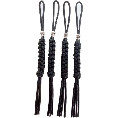  YHAN Paracord Square Weave Knife Lanyard with Skull Alloy Bead-4 Pack