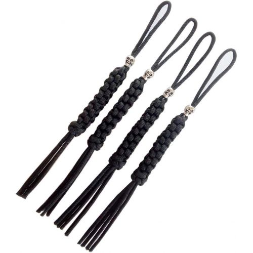  YHAN Paracord Square Weave Knife Lanyard with Skull Alloy Bead-4 Pack