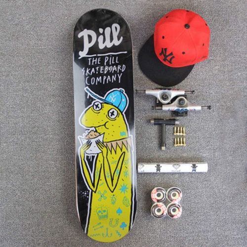  YHDD Zusammengebautes alteres Skateboard-bilaterales schrag stehendes vierradriges Strassen-Skateboard Strassen-Reise-Skateboard-Kurzbrett (Farbe : E)