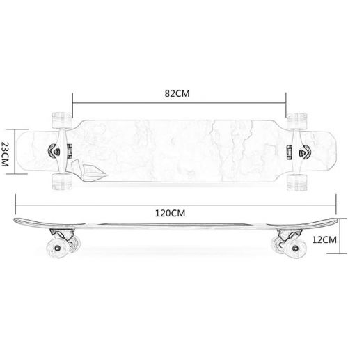  YHDD Langes Brett-Junge und Madchen-Anfanger-Erwachsen-Jugend-bilaterale abfallende Strassenreise glanzen Vier rundes Tanz-Brett-Skateboard (Farbe : C)