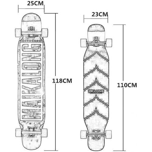  YHDD Langes Brett Bilateral Inclined Skateboard Fahigkeiten Erwachsene Strasse Dance Board Manner und Frauen Jugendliche Anfanger Street Skateboard (Farbe : E)