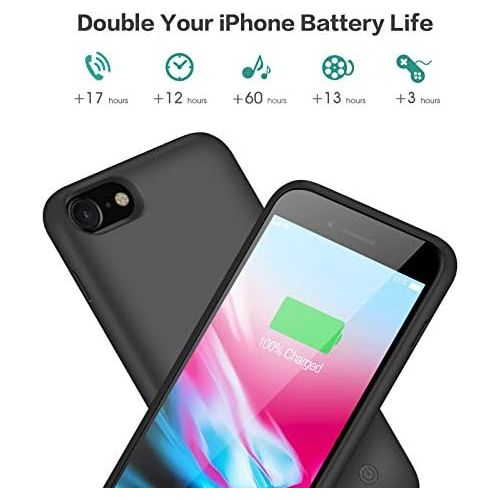  [아마존베스트]YHO Battery Case for iPhone 8/7/6s/6/SE(2020), Upgraded 6000mAh Portable Rechargeable Charger Case for iPhone 6s/6 Extended Battery Pack for iPhone 8/7/SE(2020) Protective Charging Cas