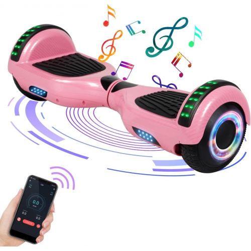  [아마존베스트]YHR 6.5 Inch Hoverboard with Bluetooth W/Speaker, LED Wheels and LED Lights for Kids and Adult …