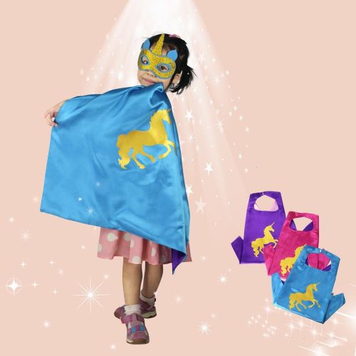  YHUA Party Cosplay Unicorn Cape Kids Costume Party Mask Pack of 3