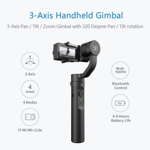  YI Gimbal 3-Axis Handheld Gimbal Stabilizer for Yi 4K, 4K+, Lite,and Other Action Cameras