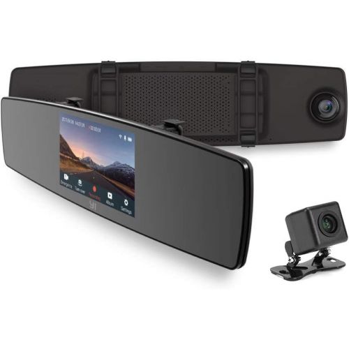  [아마존베스트]YI Mirror Dash Cam, Dual Dashboard Camera Recorder with Touch Screen, Mobile APP, Front Rear View HD Camera, G Sensor, Reverse Monitor, Loop Recording