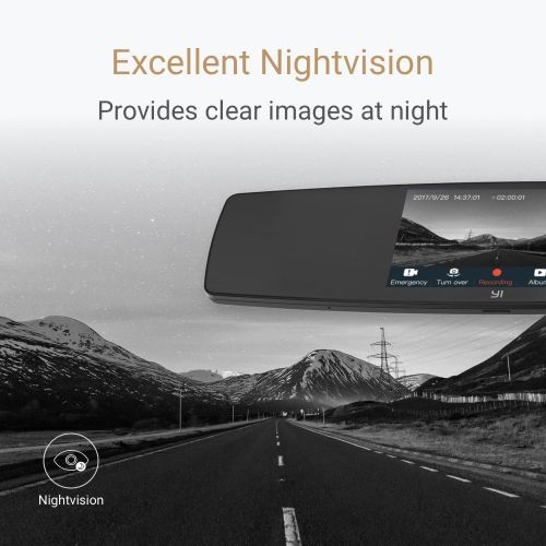  [아마존베스트]YI Mirror Dash Cam, Dual Dashboard Camera Recorder with Touch Screen, Mobile APP, Front Rear View HD Camera, G Sensor, Reverse Monitor, Loop Recording