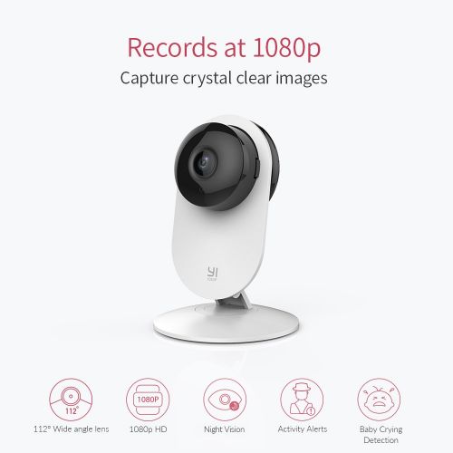  YI 4pc Home Camera, 1080p Wireless IP Security Surveillance System with Night Vision, Baby Monitor on iOS, Android App - Cloud Service Available