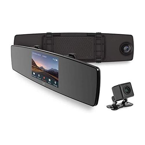 YI Mirror Dash Cam, Dual Dashboard Camera Recorder with Touch Screen, Mobile APP, Front Rear View HD Camera, G Sensor, Reverse Monitor, Loop Recording