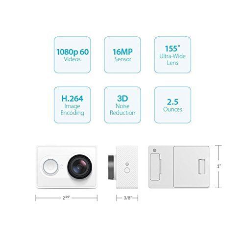  YI Technology YI Action Kamera Set 12 MP Full HD 1080P mit Selfie Stick und Bluetooth-Fernbedienung weiss