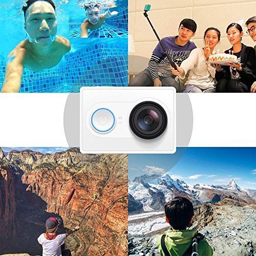  YI Technology YI Action Kamera Set 12 MP Full HD 1080P mit Selfie Stick und Bluetooth-Fernbedienung weiss