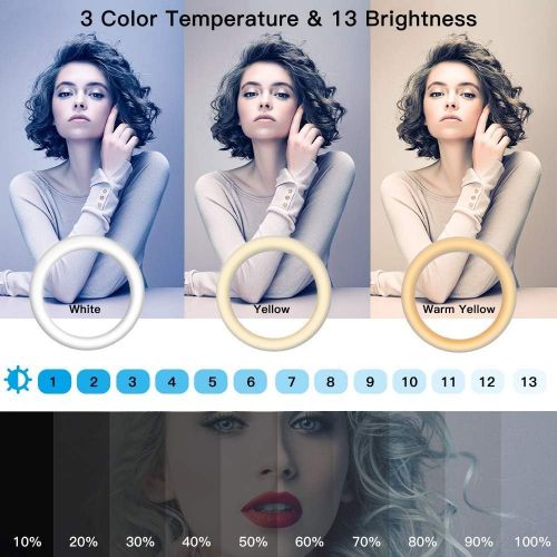  [아마존베스트]YICOE 12 Ring Light with Tripod Stand & 2 Phone Holder, Dimmable USB Beauty Ring Lights with Bluetooth Remote, LED Selfie Ring Light for Photography/Makeup/Live Stream,Compatible with iP