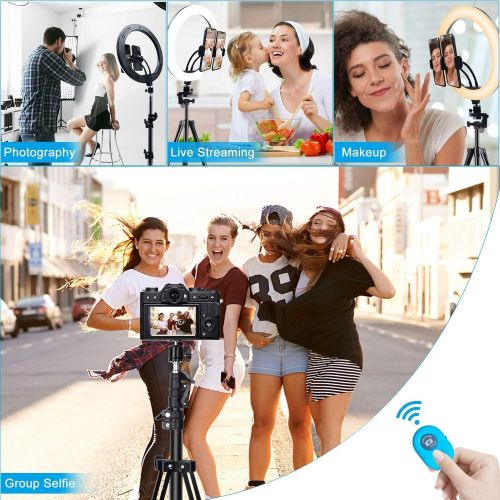  [아마존베스트]YICOE 12 Ring Light with Tripod Stand & 2 Phone Holder, Dimmable USB Beauty Ring Lights with Bluetooth Remote, LED Selfie Ring Light for Photography/Makeup/Live Stream,Compatible with iP