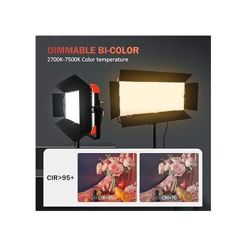  200W LED Video Light, Bi-Color 360° RGB/ CRI97+/ 2700-7500K, APP ControlPhotography Lighting Kit Lights for Studio Video, YouTube, Vlog, Live Stream, Filming, etc (GL-2000C 200W)