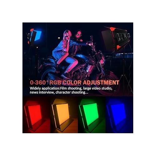  200W LED Video Light, Bi-Color 360° RGB/ CRI97+/ 2700-7500K, APP ControlPhotography Lighting Kit Lights for Studio Video, YouTube, Vlog, Live Stream, Filming, etc (GL-2000C 200W)