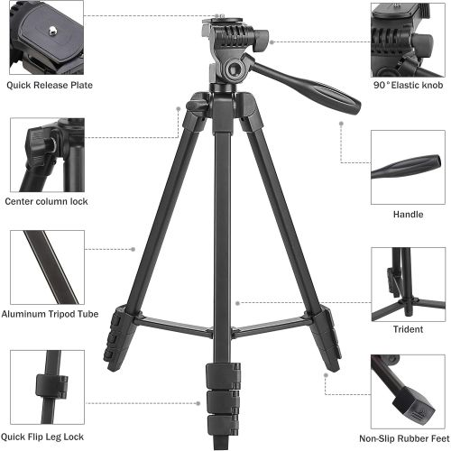  YIDOBLO ZM T90 Lightweight Tripod Professional Bluetooth Remote Control Tripode Stand with Phone Holder for Camera Gopro Smartphone (Z-1200 Black)