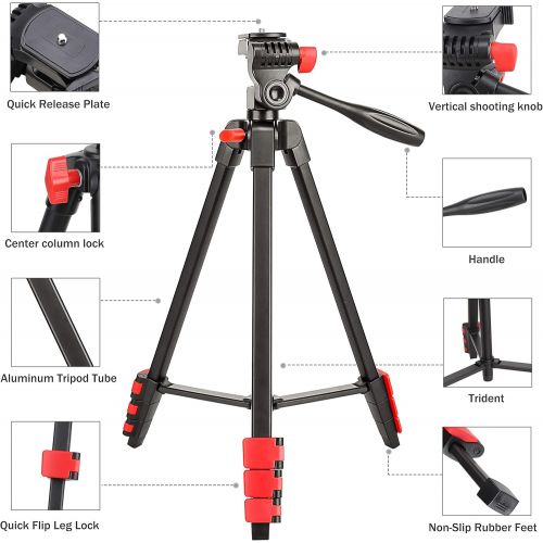  YIDOBLO ZOMEI T90 Lightweight Tripod Professional Bluetooth Remote Control Tripode Stand with Phone Holder for Camera Gopro Smartphone (ZOMEi T90 RED)