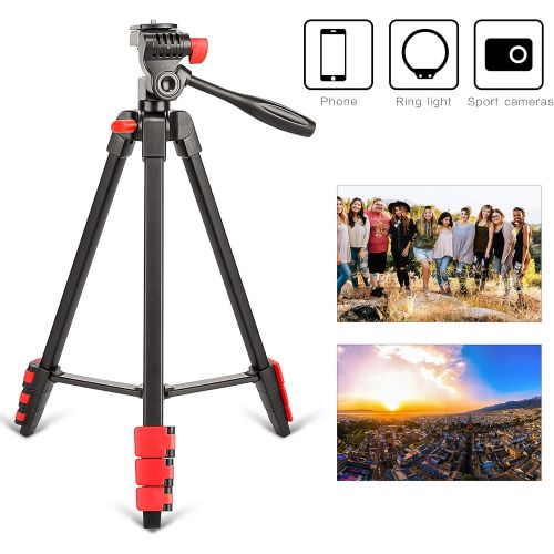  YIDOBLO ZOMEI T90 Lightweight Tripod Professional Bluetooth Remote Control Tripode Stand with Phone Holder for Camera Gopro Smartphone (ZOMEi T90 RED)