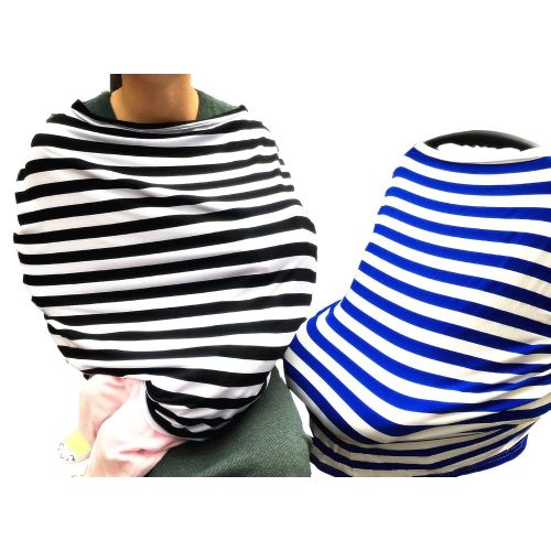  YIHANG Baby Car Seat Cover ,Nursing Cover,Car seat Canopy Covers Multi-Use Infant Car seat Canopy Covers Shopping Cart High Chair Stroller- Best Multi-Use Infinity Stretchy Shawl (Black/W