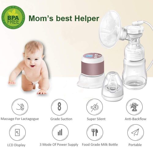  [아마존베스트]YIHUNION Portable Electric Breast Pump - Dual Use Battery Baby Milk Pump Rechargeable Single Breastfeeding...