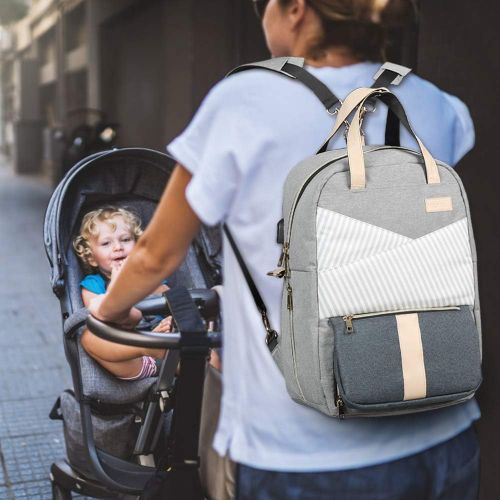  [아마존베스트]YILANE Diaper Backpack for Mom Daily Outing, Baby Bags for Mom USB Charging Port with Changeable Stroller...
