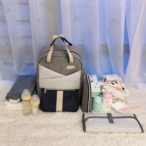  [아마존베스트]YILANE Diaper Backpack for Mom Daily Outing, Baby Bags for Mom USB Charging Port with Changeable Stroller...