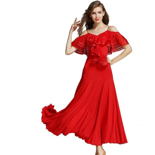  YILINFEIER Women French Classic Luxury Big Lotus Leaf Swing Ice Silk Latin Dance Costume Flamenco Ballroom Waltz Salsa Dance Dress