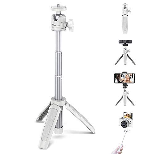  YILIWIT Mini Portable Camera Tripod for iPhone/Samsung/Google Smartphone Clamp/Action Cam/Webcam, Lightweight White Handle Travel Tripod, 1/4 Vlogging Table Tripod Stand Video Shooting Pho