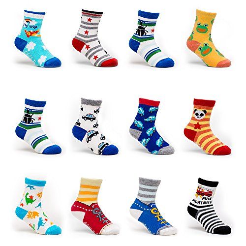  [아마존베스트]YIMALER Yimaler 12-Pack Anti-Slip Cotton Baby Socks Cute Animal Printed Ankle Socks with Grip for 12-36 Months Kids Soft Cartoon Socks for Toddler Boys & Girls …