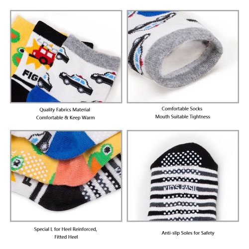  [아마존베스트]YIMALER Yimaler 12-Pack Anti-Slip Cotton Baby Socks Cute Animal Printed Ankle Socks with Grip for 12-36 Months Kids Soft Cartoon Socks for Toddler Boys & Girls …
