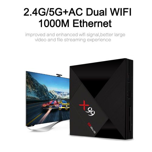  YIMOHWANG X99 Smart TV Box Android 7.1 RAM 4GB ROM 32GB UHD 4K 2.4G  5G WiFi BT4.1 HDR10 HD Media Player w 2.4G Air Mouse Remote Control