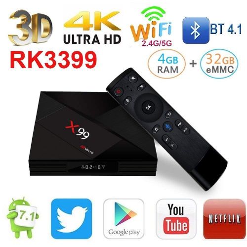  YIMOHWANG X99 Smart TV Box Android 7.1 RAM 4GB ROM 32GB UHD 4K 2.4G  5G WiFi BT4.1 HDR10 HD Media Player w 2.4G Air Mouse Remote Control