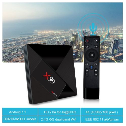  YIMOHWANG X99 Smart TV Box Android 7.1 RAM 4GB ROM 32GB UHD 4K 2.4G  5G WiFi BT4.1 HDR10 HD Media Player w 2.4G Air Mouse Remote Control