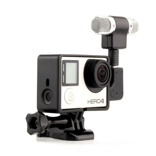  YINGGE GoPro Professional Audio-Aufnahme Externe Stereo-Mikrofon mit Adapter + Stander Rahmen Gehause fuer GoPro Hero 3+ 4 Kamera