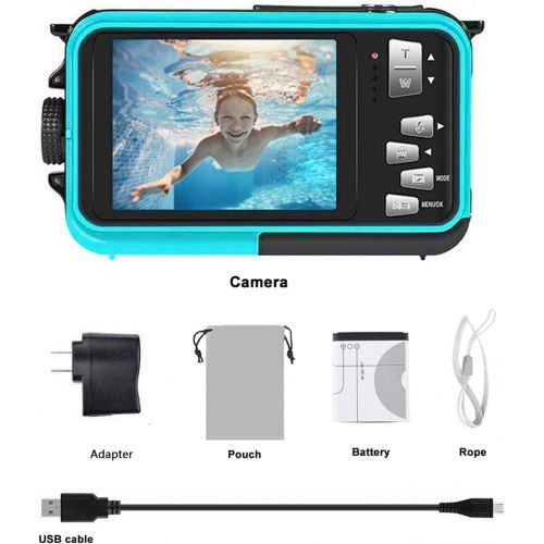  YISENCE Underwater Camera FHD 2.7K 48 MP Waterproof Digital Camera Selfie Dual Screen Full-Color LCD Displays Waterproof Digital Camera for Snorkeling (806BC)