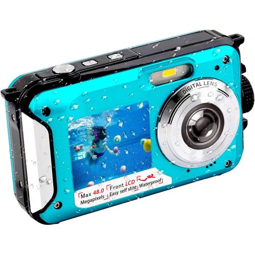  YISENCE Underwater Camera FHD 2.7K 48 MP Waterproof Digital Camera Selfie Dual Screen Full-Color LCD Displays Waterproof Digital Camera for Snorkeling (806BC)