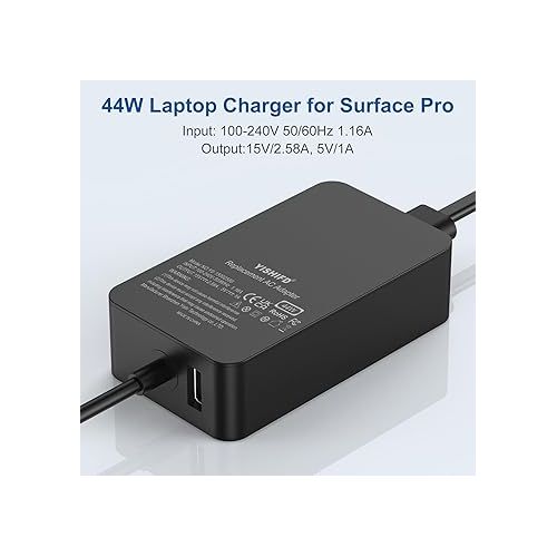  15V 2.58A Surface Charger, 44W Power Supply AC Adapter Replacement for Microsoft Surface Pro 3/4/5/6/7, Surface Laptop 3/2/1, Surface Go/Book with 6.2 Ft Power Cord