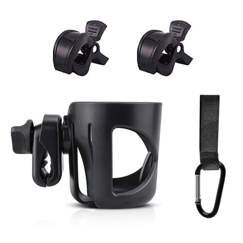  YISSCEN Cup Holder for Stroller, Yisscen Pram Cup Holder with Two Clips and One Hook - Adjustable Drink Universal Cup Holder Perfect for Stroller, Pushchair, Bikes and Wheelchair