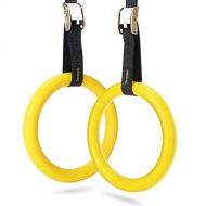 YISSVIC Professional Gymnastic Rings Bodyweight Workout and Strength Training Olympic Non-Slip Rings with Adjustable Straps for Crossfit and at Home Gym Workouts 2 Pack