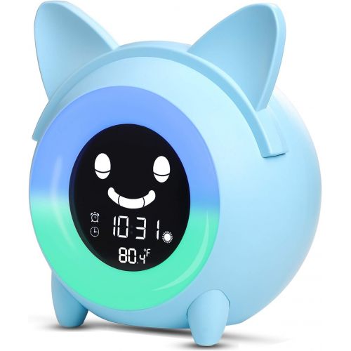  [아마존베스트]YISUN Kids Alarm Clock, Childrens Sleep Trainer, OK to Wake Clock for Bedroom Cute Digital Clock with Temperature , 5 Colors Smart Night Light Clock Teaching Boys Girls When to Wake Up (