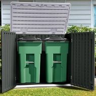 YITAHOME Extra Large Outdoor Horizontal Storage Shed, 4.5x4ft Resin Tool Sheds w/o Shelf, Easy to Assemble Waterproof Storage for Trash Cans, Garden Tools, Lawn Mower, Lockable, Dark Gray