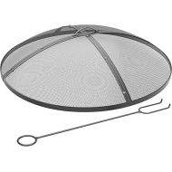 YITAHOME Heavy-Duty Fire Pit Spark Screen with Handle and Poker, Metal Fire Pit Cover for 30-Inch Round Outdoor Fire Pits