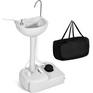 YITAHOME Portable Sink Camping Hand Washing Station with 17 L Wash Basin Stand and Carry Bag, Rolling Wheels, Soap Dispenser, Towel Holder, for Outdoor, Travel, Boat, Gather, Garden, Worksite