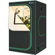 YITAHOME 48x48x80 Grow Tent 1680D 4x4 Mylar Hydroponic Plant Tent Reflective Canvas Grow Room with Observation Window and Floor Tray for Indoor Plant Growing